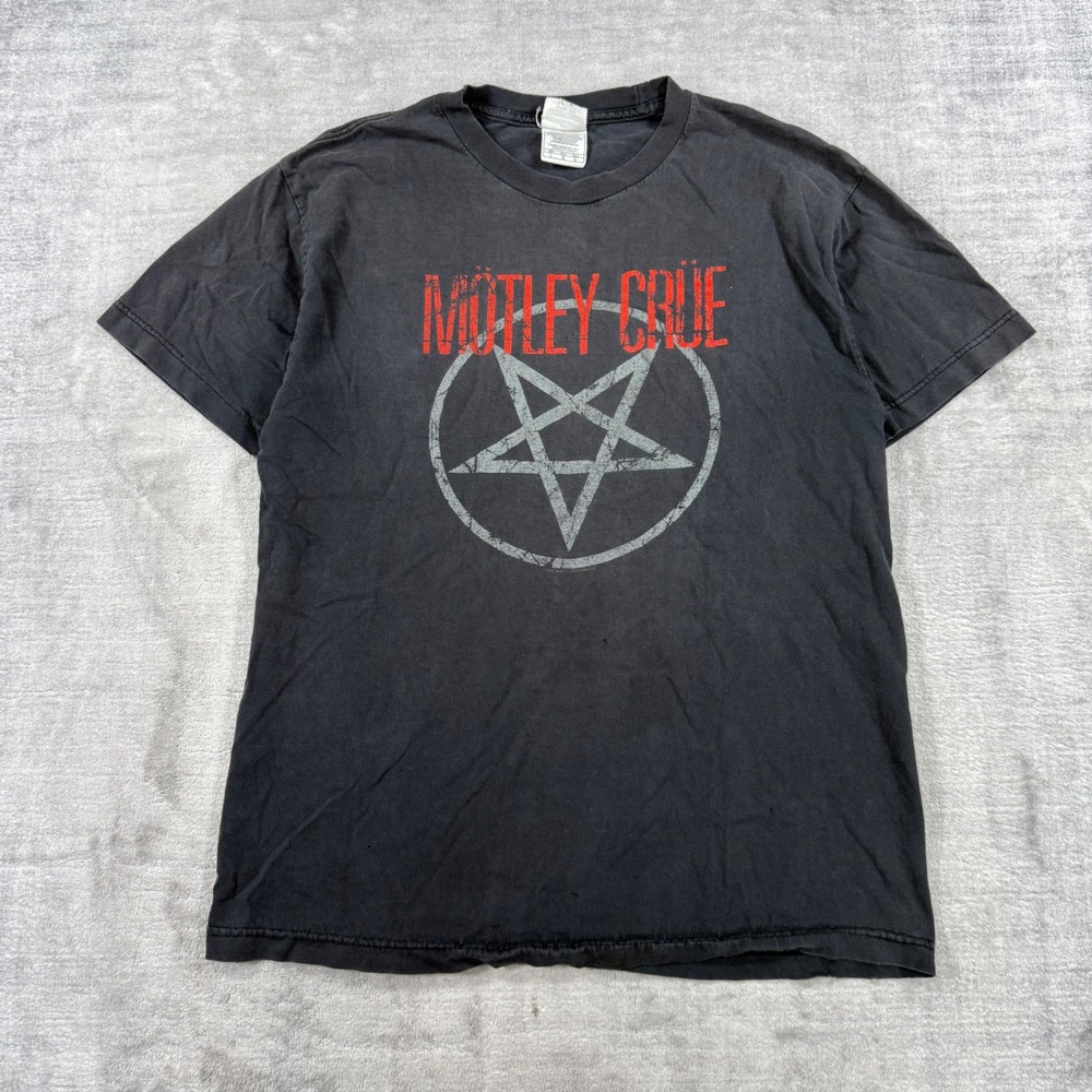 Motley Crue Shirt Mens Large Black Vintage Y2K Pentagram Rock Band Winterland